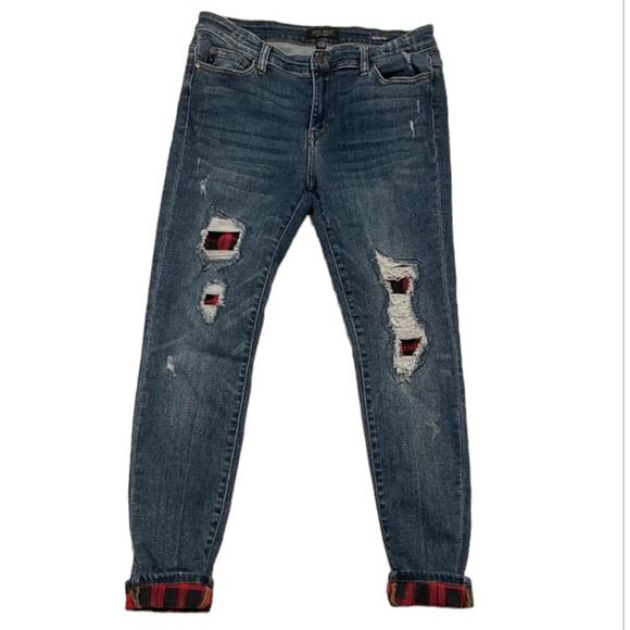 Judy Blue Los Angeles 11/30 skinny fit distressed buffalo plaid jean J2 7072 - Picture 13 of 14